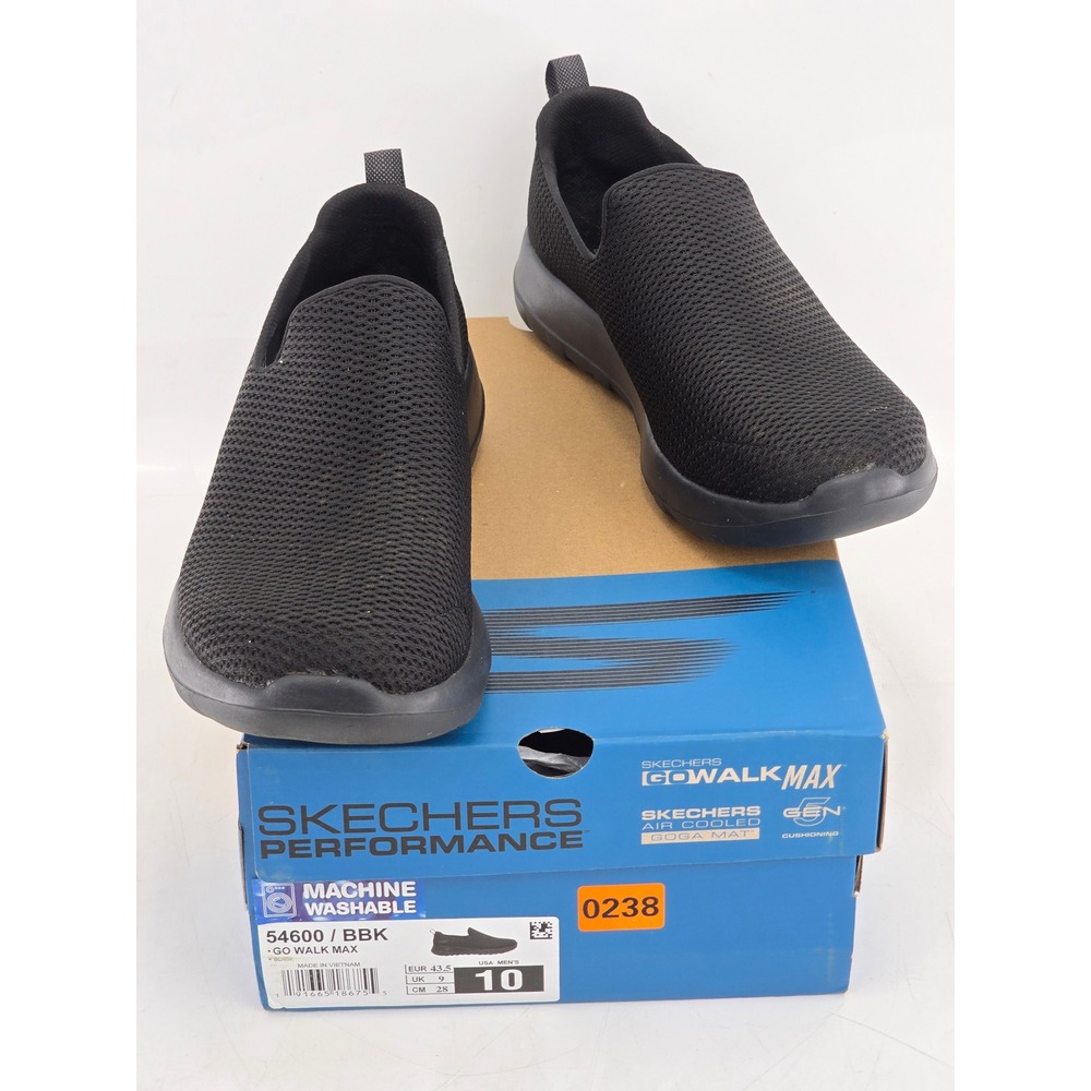 Skechers Go Walk Max Mens 10‎ Black Slip On Walking Shoes 54600 -Excellent